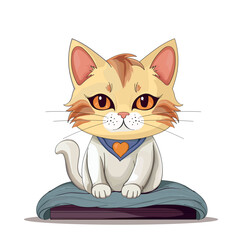 Cool cute cartoon cat jacket suitable for t-shirts, mascots	
