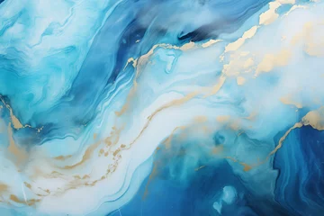 Photo sur Plexiglas Cristaux Abstract ocean- ART. Natural Luxury. Style incorporates the swirls of marble or the ripples of agate. Very beautiful blue paint with the addition of gold powder
