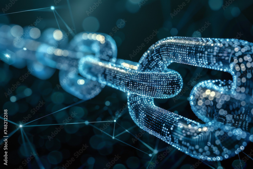 Poster a close up of a chain with a dark background