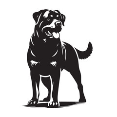 Vintage Retro Styled Vector German Rottweiler Silhouette Black and White - illustration