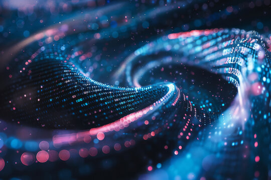 A computer generated image of a swirl of binary code