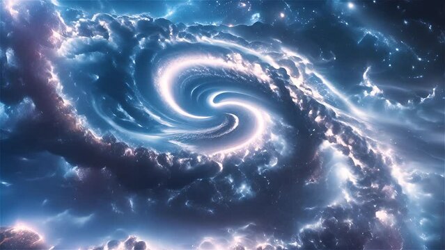 Glowing space spiral galaxy radiating intergalactic energy.