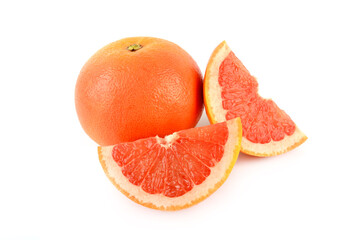 Ripe juicy grapefruit isolated on white .