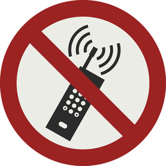 PROHIBITION SIGN PICTOGRAM, No activated mobile phone ISO 7010 – P013, PNG