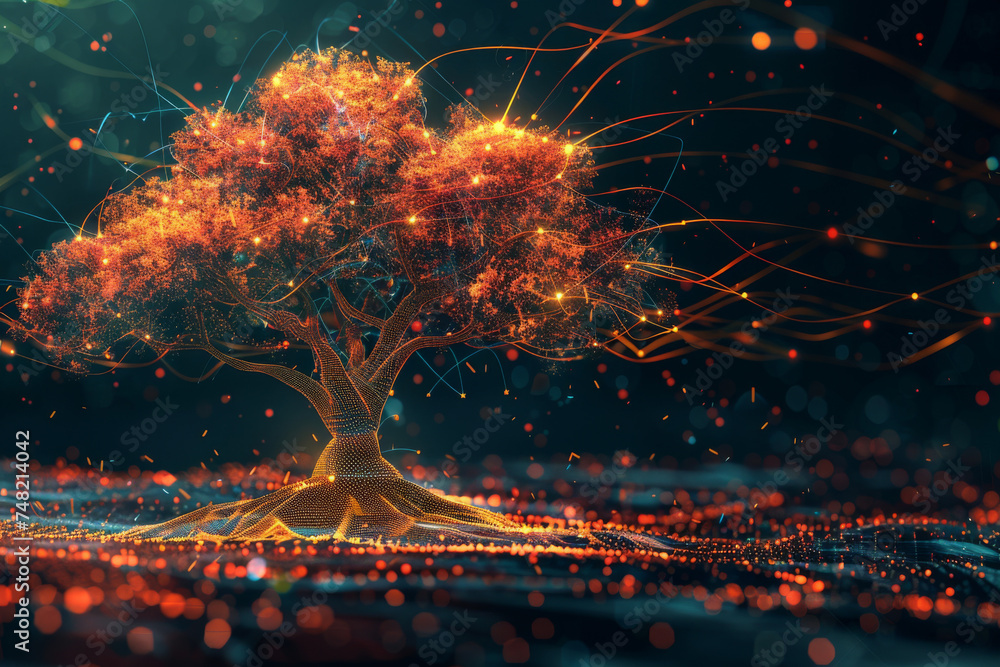 Poster a computer generated image of a tree with a dark background