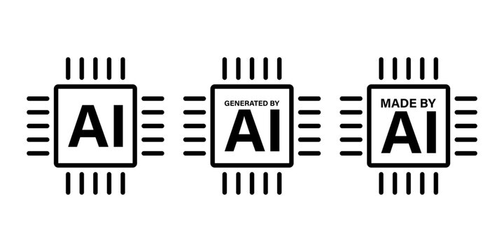 Made by AI processor icon set
