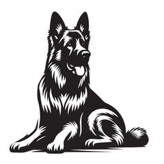 German Shepherd Silhouettes Showcase, Stylish Silhouettes for German Shepherd Lovers, German Shepherd Silhouette Black and White - illustration