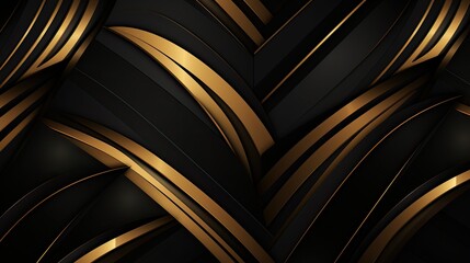 Black and gold 3D geometric shapes. Abstract background.
