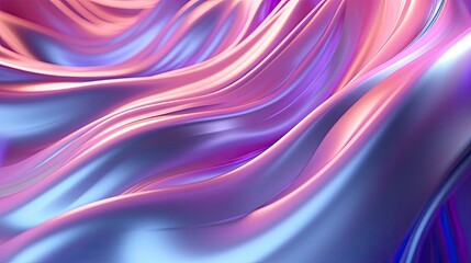 Fototapeta premium 3D rendering of a flowing silk cloth with a gradient of pink, blue, and purple colors.