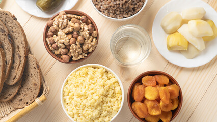a set of Lenten food for Orthodox Christians during Great Christian Lent