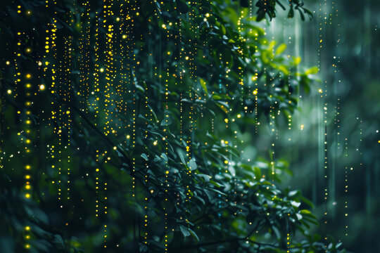 A tree with lots of leaves and lights hanging from it © MagnusCort
