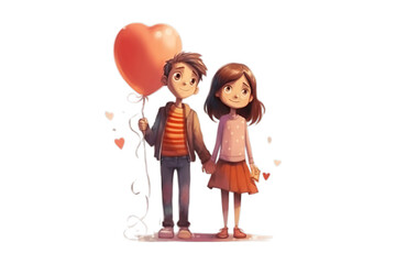 A Happy freind ship Day smart girl and boy, Isolated on transparent PNG background, Generative ai