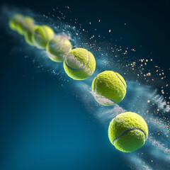Dynamic Tennis Balls in Motion with Dust Trail
