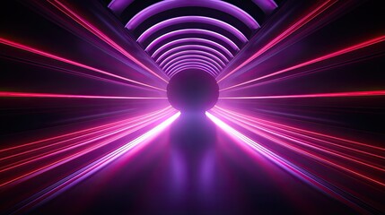 3D rendering. Abstract background with glowing neon light. Futuristic sci-fi tunnel.