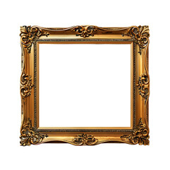 Simple Golden Picture Frame on a transparent Background 