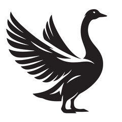 Goose Chronicles, Goose Tales, goose silhouettes - black and white illustration 