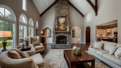 living room with fireplace