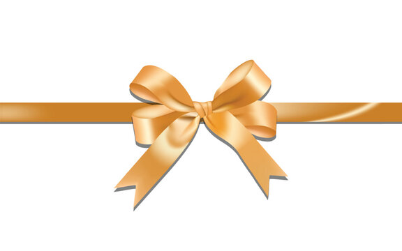 Golden gift bow ribbon vector design