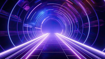 A journey through a glowing purple tunnel. The light is reflecting off the walls and creating a beautiful pattern.