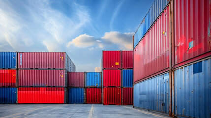Fototapeta premium Industrial Cargo Containers at Sunrise