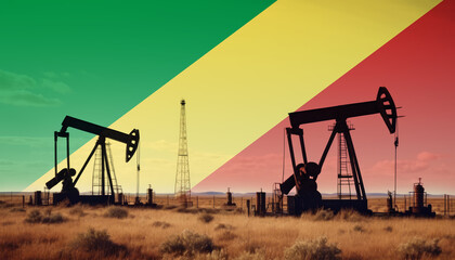 Republic of the Congo oil industry .Crude oil and petroleum concept. Republic of the Congo flag background