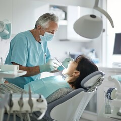Patient at the dentist's appointment. Professional doctor. Dental treatment