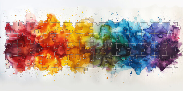 A dynamic arrangement of interlocking puzzle pieces