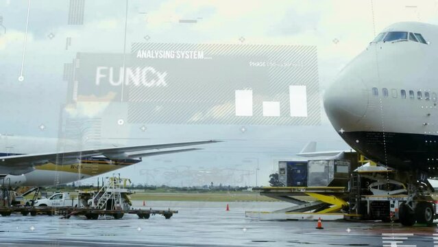 Animation of data processing over airplane