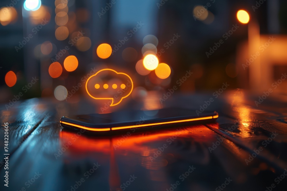 Poster close up of a delivery apps live chat support on a smartphone symbolizing assistance digital help re