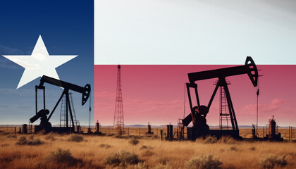 Fototapeta na wymiar Texas oil industry .Crude oil and petroleum concept. Texas flag background