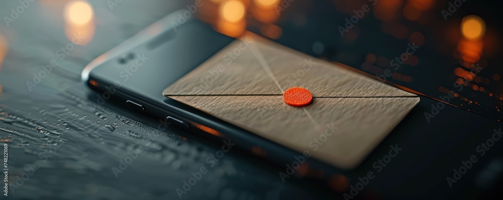 Poster close up of an email confirmation for an online order on a smartphone embodying confirmation notific