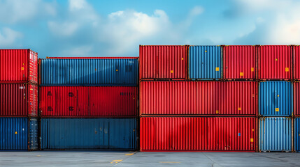 Fototapeta premium Industrial Cargo Containers at Sunrise