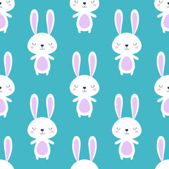 cartoon rabbit character seamless pattern