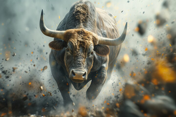 charging bull in dynamic dust explosion