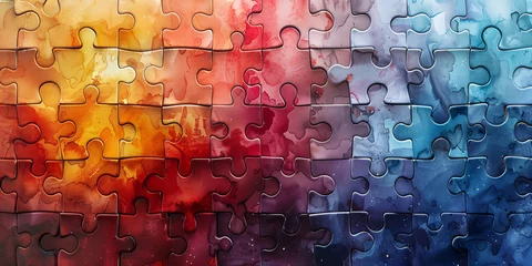 Foto op Plexiglas A close-up of interlocking puzzle pieces © CtrlN