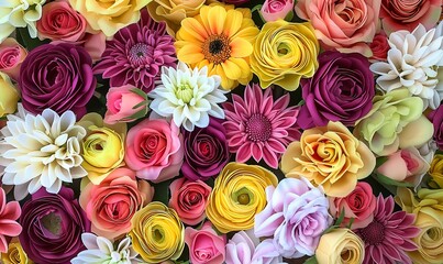 top view illustration of colorful flowers