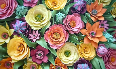 top view illustration of colorful flowers