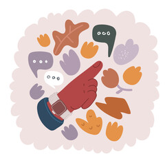 Vector illustration of hand pointing to something