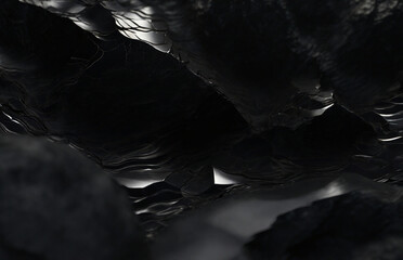 High quality image, 8K, A view of the surface of a dark black stone. wide banner design
