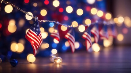 American flag lamp garland - obrazy, fototapety, plakaty