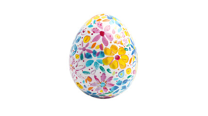 Fototapeta na wymiar Painted Easter Egg With Flowers, cut out Easter symbol
