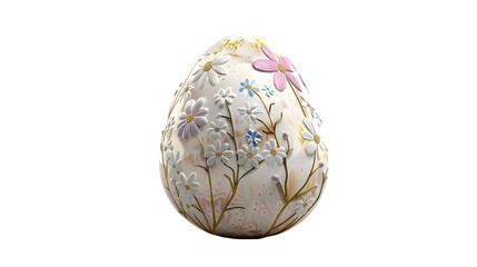 White Egg With Flowers Painted, cut out Easter symbol