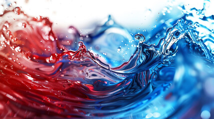 Close-up of a wave with swirling blue and red water, resembling a fiery marble.