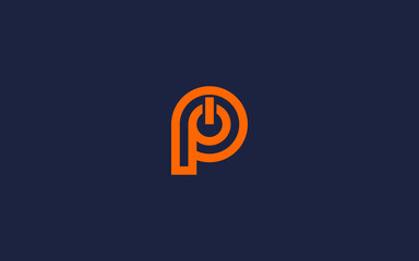 letter p with power button logo icon design vector design template inspiration