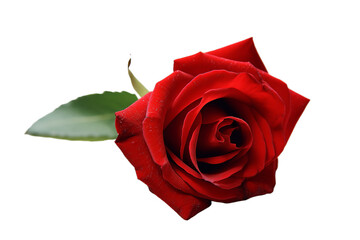 A Happy rose Day red rose with sparkly diamond, Isolated on transparent PNG background, Generative ai