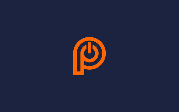 letter p with power button logo icon design vector design template inspiration