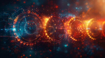 Fototapeta premium mosaic of gears, each painted in bright, distinct colors