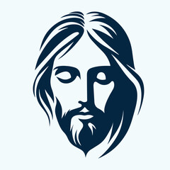 dibujo silueta de la cara de jesus estilo logotipo