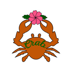 crab with a flower