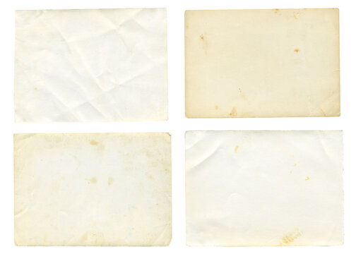 Set of old paper sheets. Retro photo paper texture isolated for design. Recycle vintage paper background. Aged and yellowed wallpaper.	